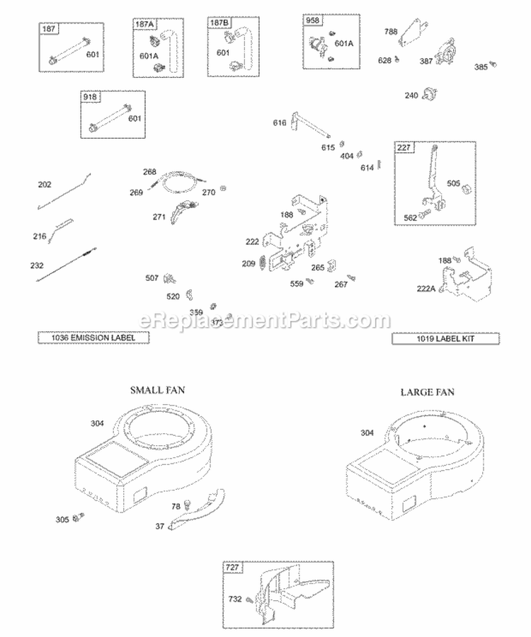 Blower Housing Controls Fuel Pump Diagram and Parts List for  Briggs and Stratton Engine